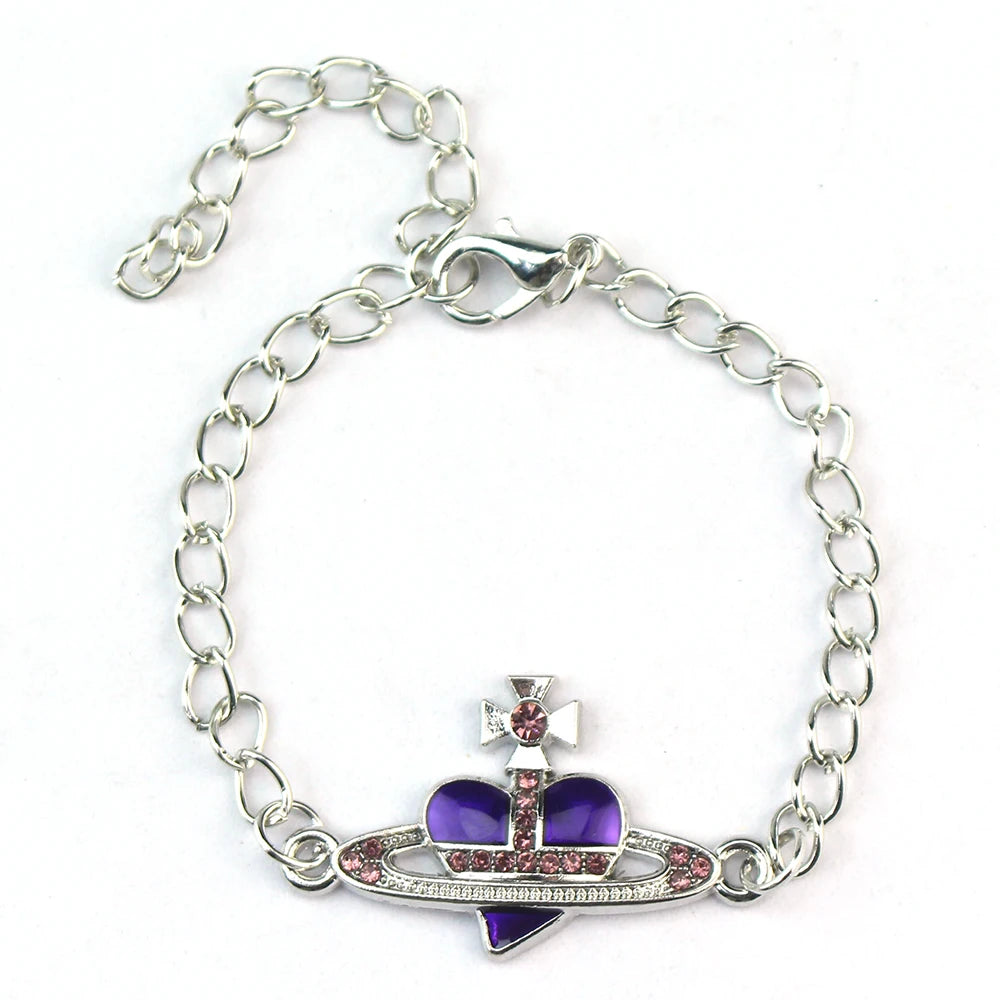 Trendy Bracelet Saturn Rhinestone Crystal Planet Saturn Pendant for Women Fashion Charm Jewelry Gift