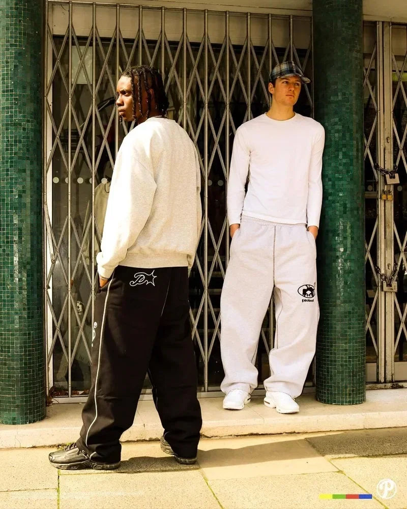 Street wear PROTECT Fashion Letter Embroidery Loose Sweatpants Men's And Women's Y2K Harajuku Hip-Hop Gothic Casual Joker Pants