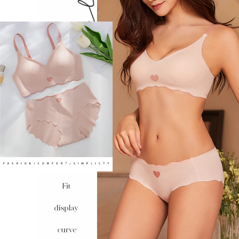 Seamless Sexy Bras Set for Women Push Up Bras Ice Silk  High Elastic Low Waist Briefs Female Breathable Soft Underwear No Trace