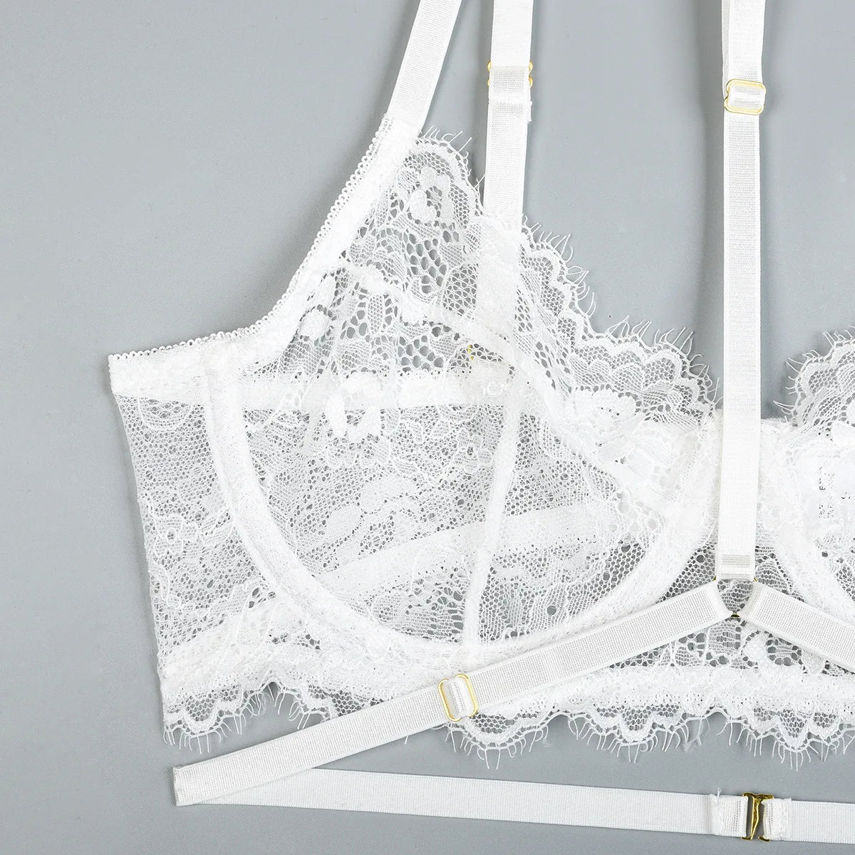 Diccvicc Beautiful Lingerie Eyelash Elegant Transparent Lace Bra Panty Set Floral Embroidery Women Sexy Underwear Exotic Outfit