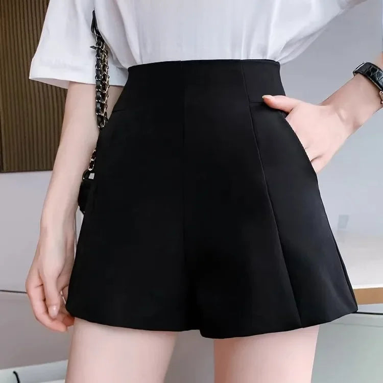 Korean Style High-waisted Slimming Women's Shorts Petite Spring Loose-fit 2024 New A- line Sexy Hot Pants Outer Wear