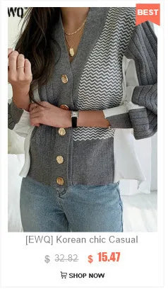 [EWQ] Big Size Long Sleeve Hooded Zipper Decorate Blue Knit Cardigan Women Thick Sweater Jacket 2024 Autumn New Fashion 16O2559