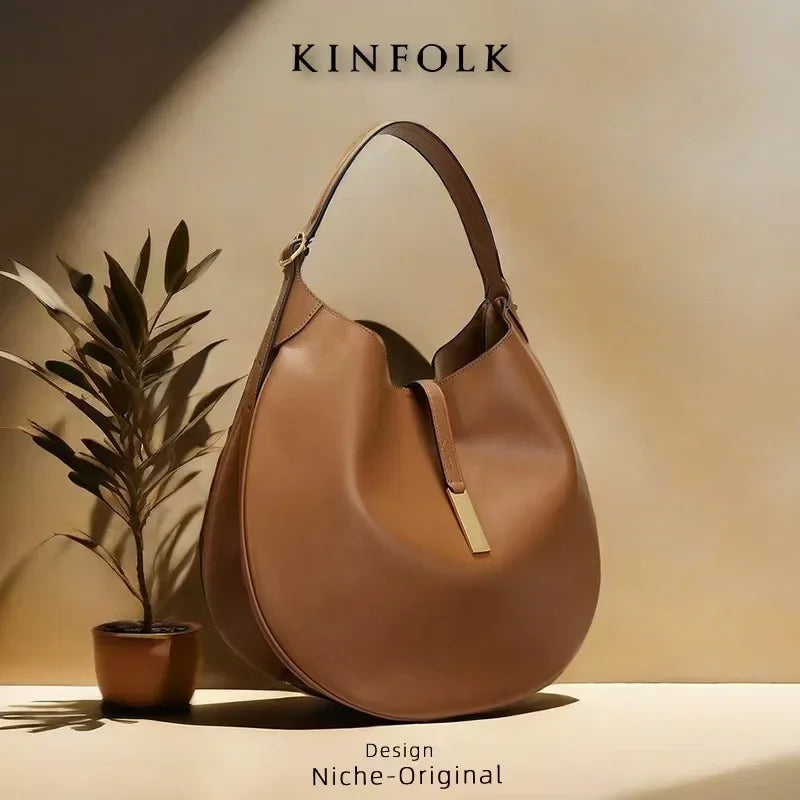 Trendy Cross-Border Women's Underarm Chamois Leather Ruffle Design Dumpling Bag Tote Bag Moon Shark Bag Handbag Chic Style