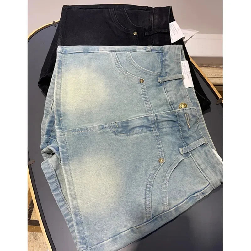 American Style Vintage High-waisted Slimming Denim Skirt For Women Casual Summer Petite A- line Short Skirt