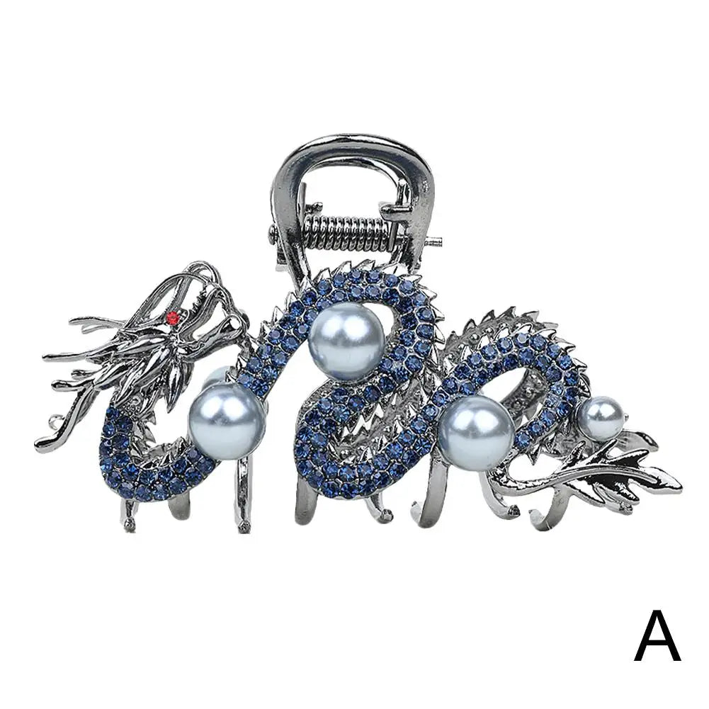 Blue Dragon Hairpin With Pearl Hair Claw Women Simple Hair Claw Hairpin Shark Clip Fashion Temperament Simple Hair Accessories