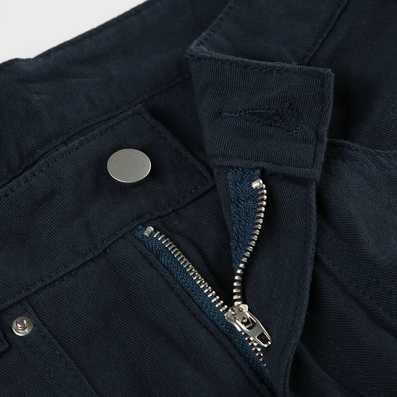 IAMSURE Casual Loose Rivet Jeans Wide Leg Pants Basic Low-Waisted Straight Pants Women 2025 Spring Autumn Streetwear Ladies