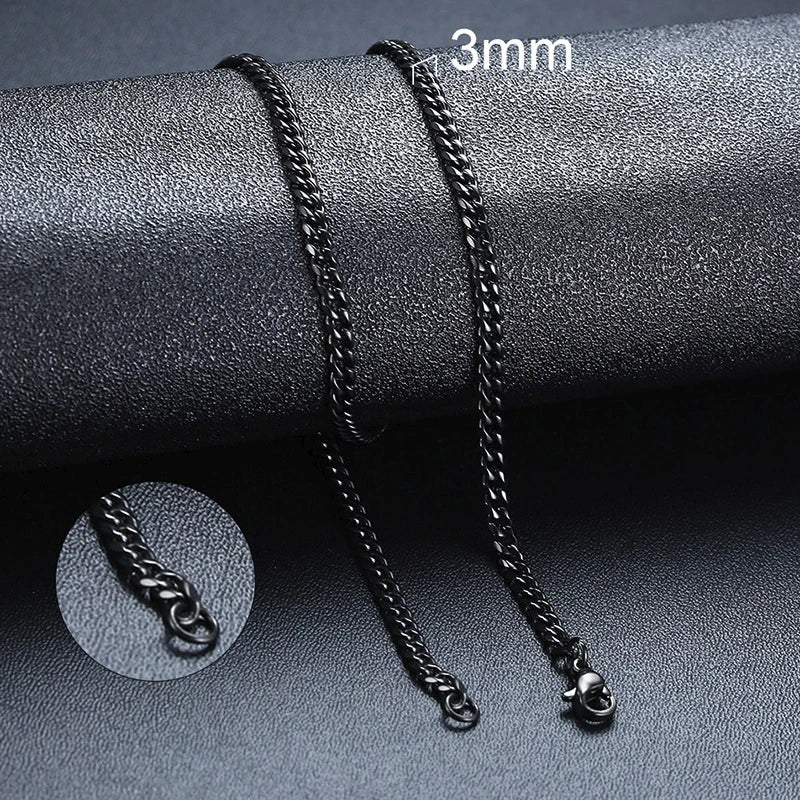 3/5/7/9/11MM Cuban Chain Necklaces for Men Women,Stainless Steel Curb Link Chain Collar,Jewelry Gift for Dad Husband BFF