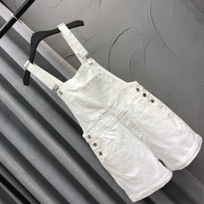 Denim Rompers Women Summer Baggy Solid Wide-leg Harajuku Students Stylish Empire Korean Style Pure Colors Female Sweet Playsuit