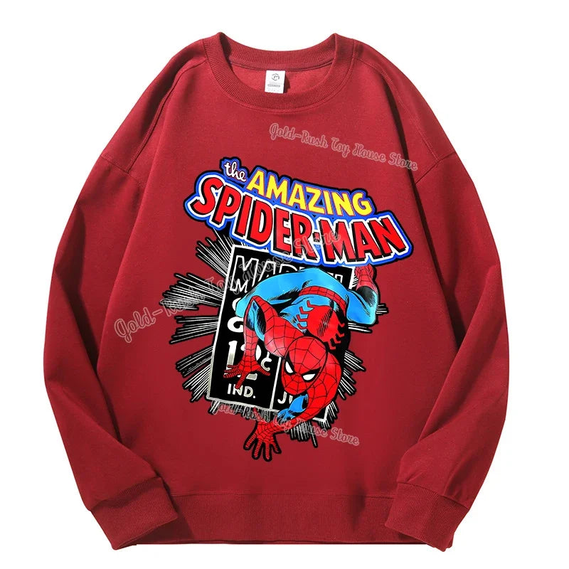 High Quatily Cotton Spiderman Print Sweatshirt Crew Neck Casual Pullovers Streetwear Sweatshirts for Women Long Sleeve Clothing