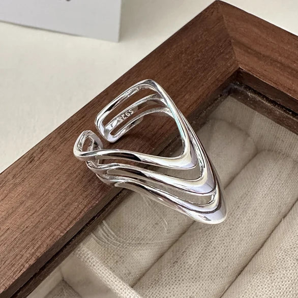 VENTFILLE 925 Sterling Silver Irregular Ring for Women Geometry Versatile Minimalism  Accessories Jewelry Gift Dropshipping