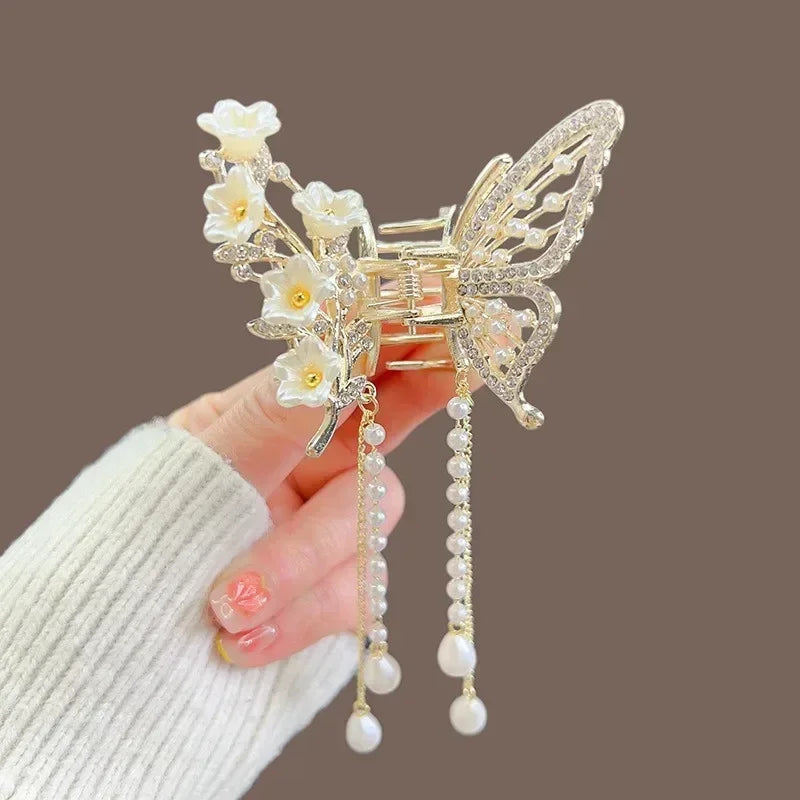 Shark Crab Clips Girls Hairpin Hair Accessories Korean Women Crystal Simple Hair Clip Butterfly Pearl Tassel Hair Clip