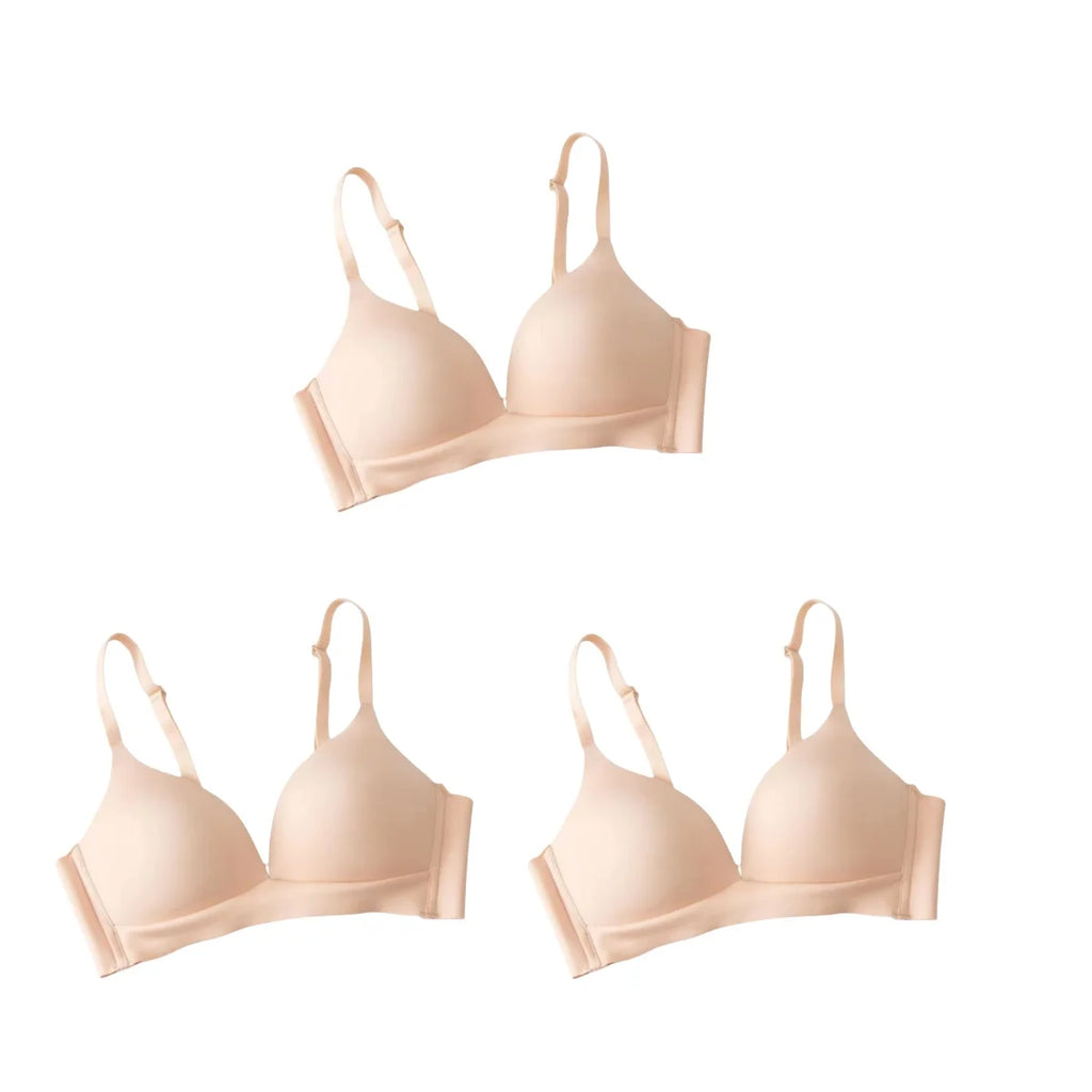 3Pcs/Set Seamless Bras For Women Non-wire Glossy Underwear Push Up Bra Without Steel Ring 3/4 Cup Female Comfort Lingerie