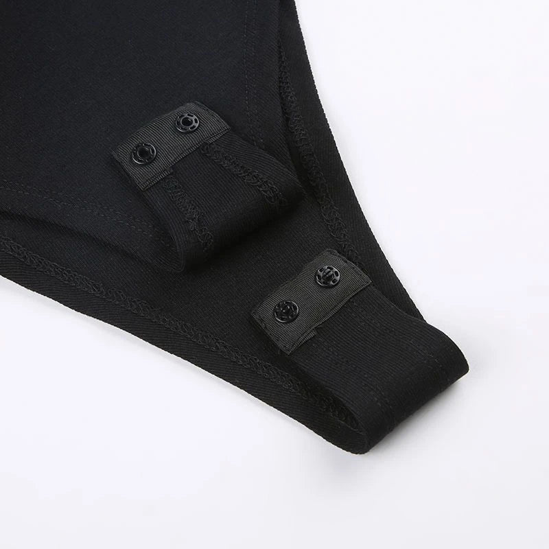 Vintage Off Shoulder Hollow-out Slim Bodycon Jumpsuit Sexy V-neck Y2K Halter Long Sleeve Body Tops Club Outwear Bodysuits Women