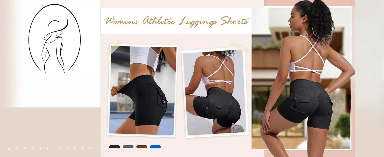 Sexy Scrunch Butt Yoga Shorts for Women  High Waist Booty Lifting Gym Shorts with Pockets  Push Up Fitness Running Sports Shorts