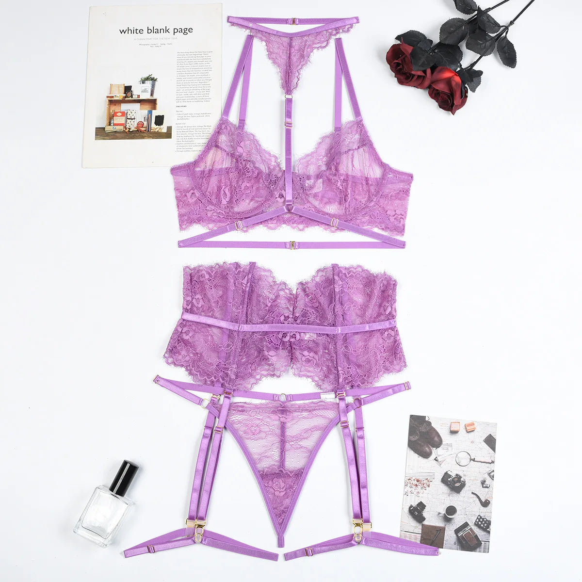 Diccvicc Beautiful Lingerie Eyelash Elegant Transparent Lace Bra Panty Set Floral Embroidery Women Sexy Underwear Exotic Outfit