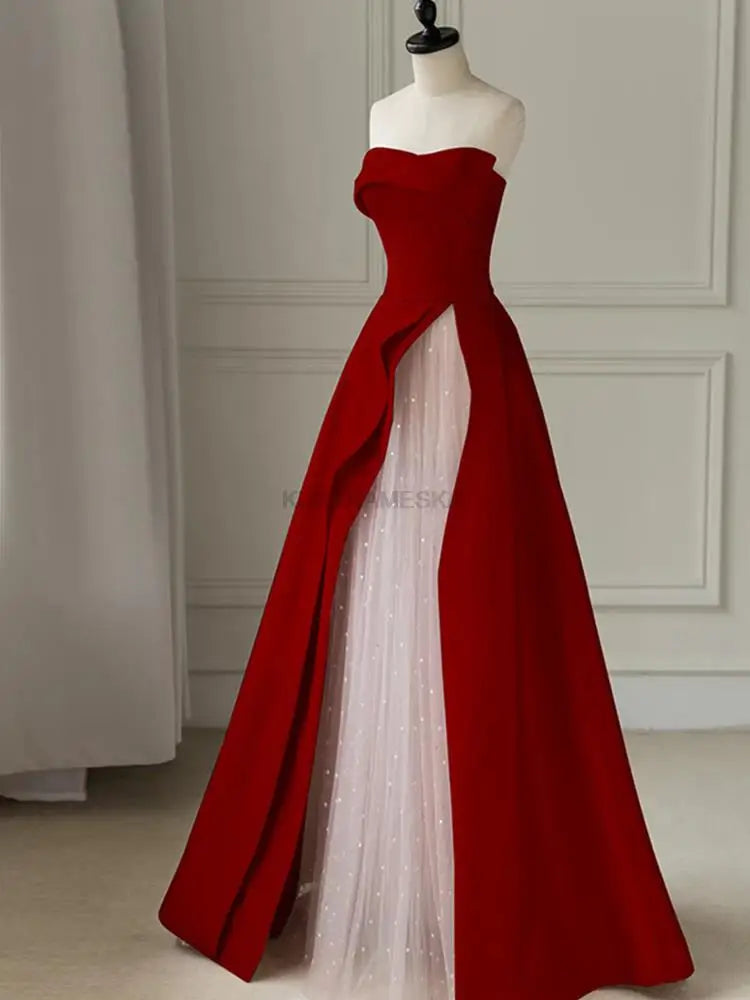 Luxury Elegant Tulle Strapless Long Evening Prom Dresses for Women Summer Elegant Formal Quinceanera Party Ball Gown Dress