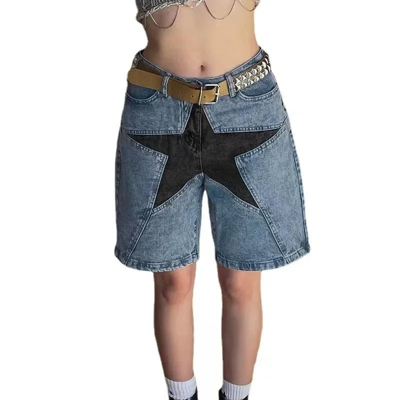 Aelfric Eden Star Patchwork Denim Shorts 2025 Men Summer Hip Hop Streetwear Shorts Y2K Harajuku Casual Track Shorts Sweatpants