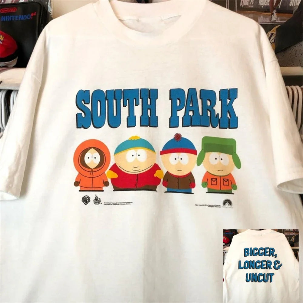 2025 Summer South Park Funny T Shirt Anime Print Crew Neck Short Sleeve T-Shirt Men Women Cotton Tops Tee Oversized Clothing