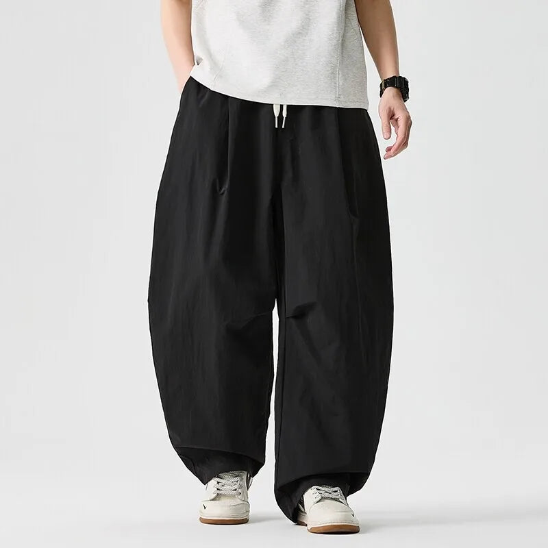 Wide Leg Pants Men and Women 2025 New Light Thin Solid Casual Harun Pants Elastic Waist Loose Oversize Fashion Trendy Streetwear