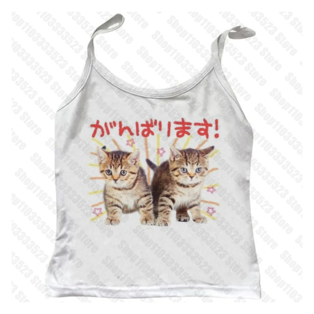 Fashion Y2k Retro Gothic Graphic Crop Tops Vest Aesthetic Harajuku Punk Letter Printing Women Clothing Baby Tank Summer 2000s