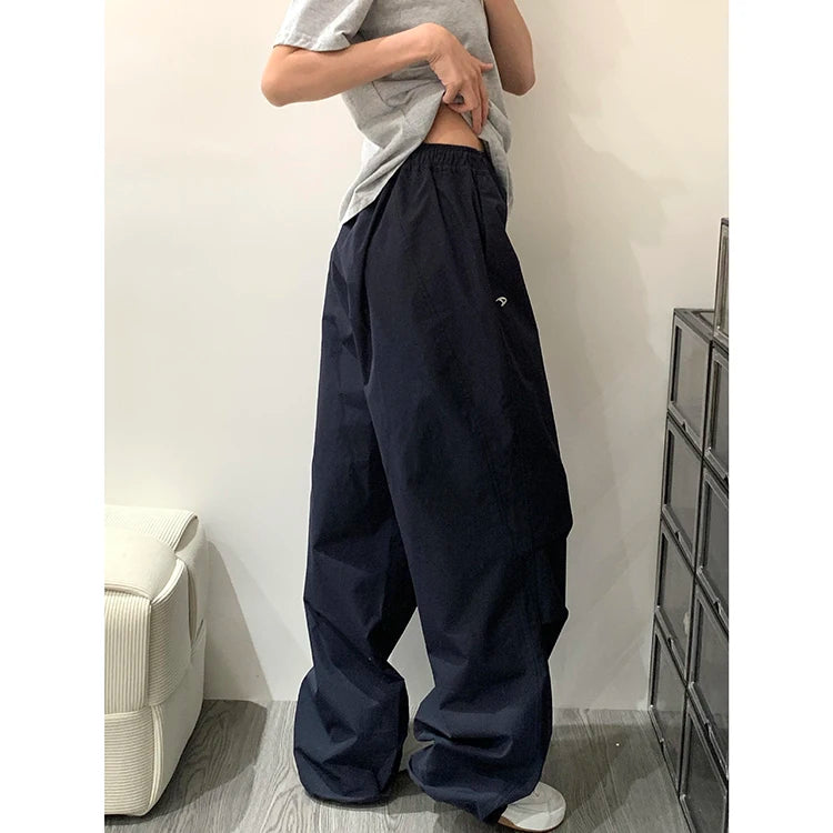High Waist Wide Leg Pants Women's Retro American High Street Paratrooper Trousers Spring Summer New Loose Drapey Cargo Pants