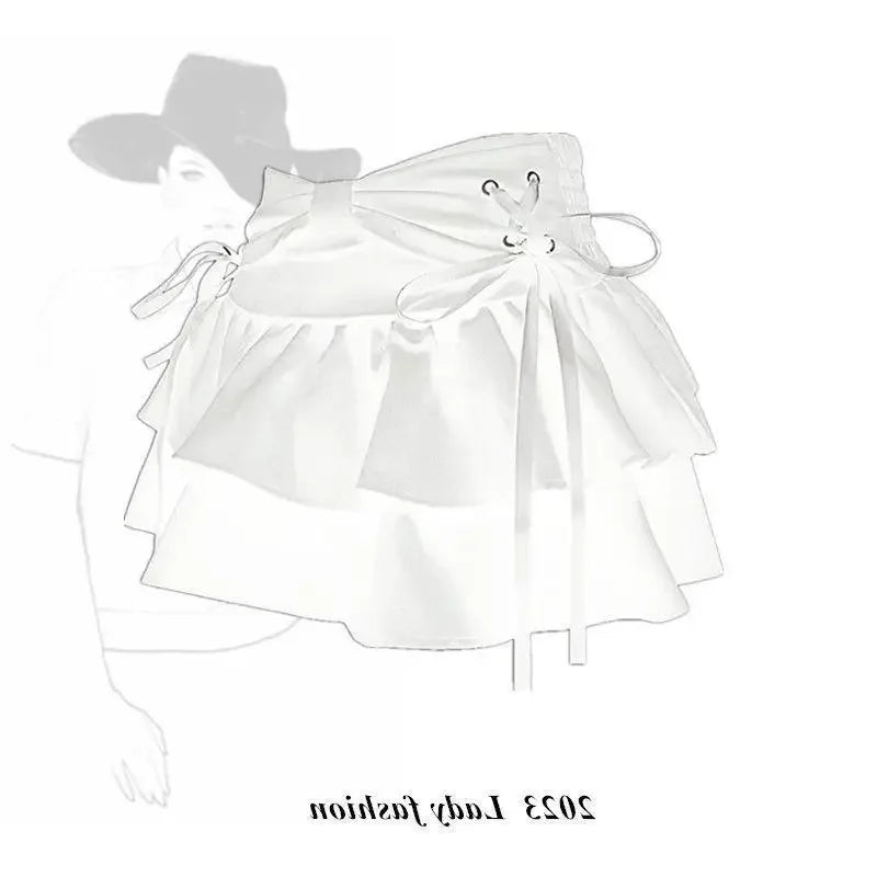 Pure Desire Mini Dress Bow Tied One Hundred Pleated Skirt Slimming A- line Sensibility Summer Skirt Anti-exposure Pants