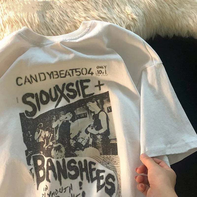 Hip-hop Women's T-shirt Oversized Streetwear Vintage T Shirt Grunge Harajuku Short Sleeve Y2k Tops Female Fashion Clothes Tee