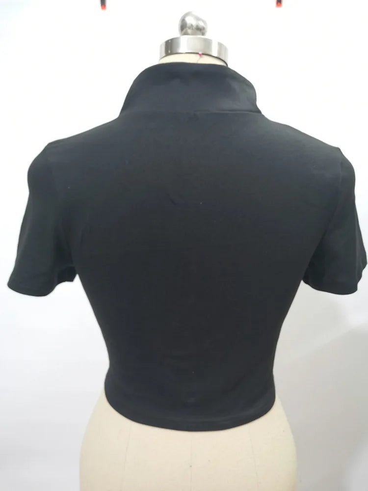 Summer T-shirt Woman Crop Top Sexys Short Sleeve Y2k Aesthetic Clothes Streetwear Fashion Black White Women Short Tshirts 2024