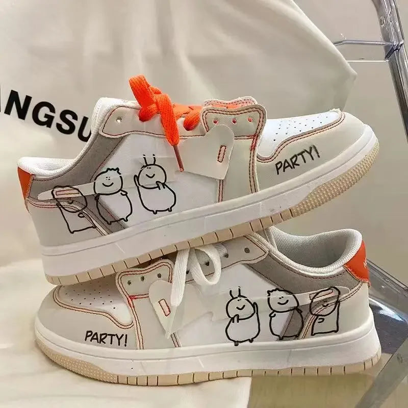 Men's Shoes Niche Fashion Retro Graffiti Made Old Board Shoes Women's Flat Bottome Casual Couple Sport Shoe Unisex Lace Up Shoes