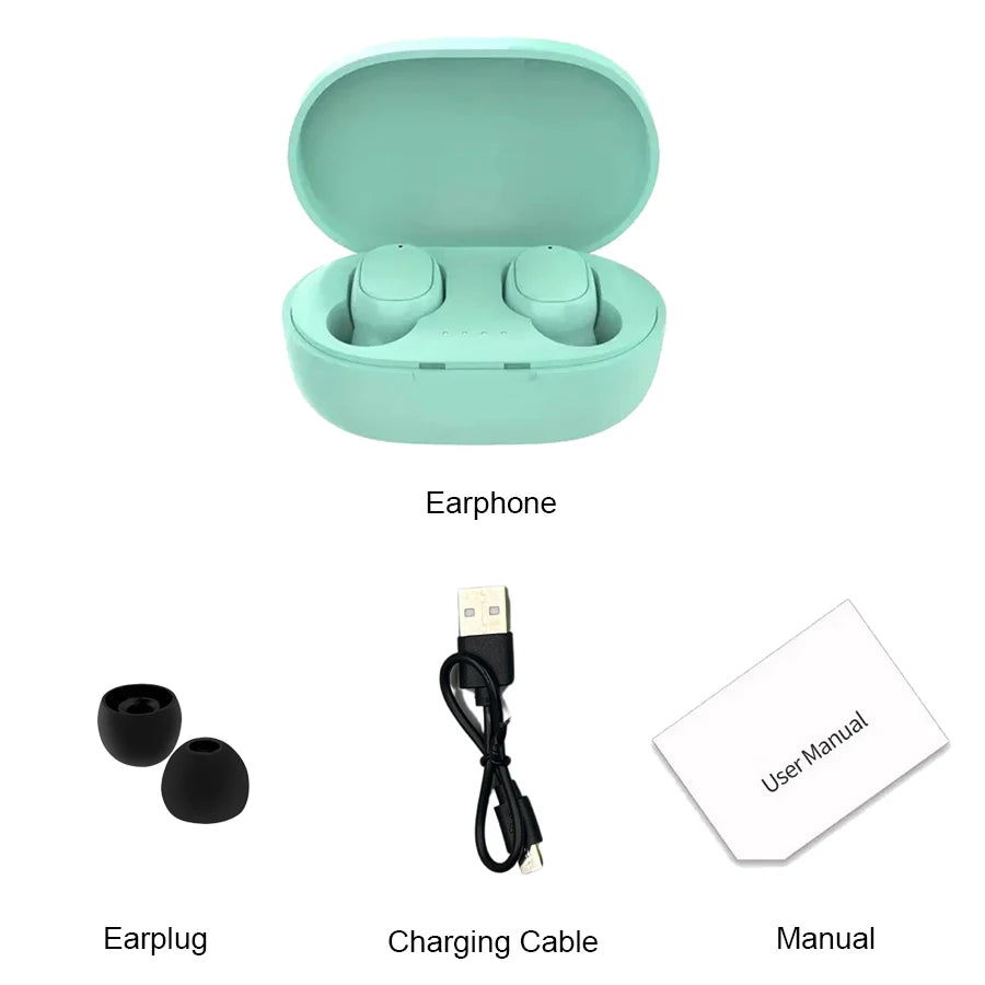 TWS A6S Wireless Bluetooth Headset Earbuds Noice Cancelling Earphone Bluetooth Headphones with Mic for Huawei Xiaomi Redmi