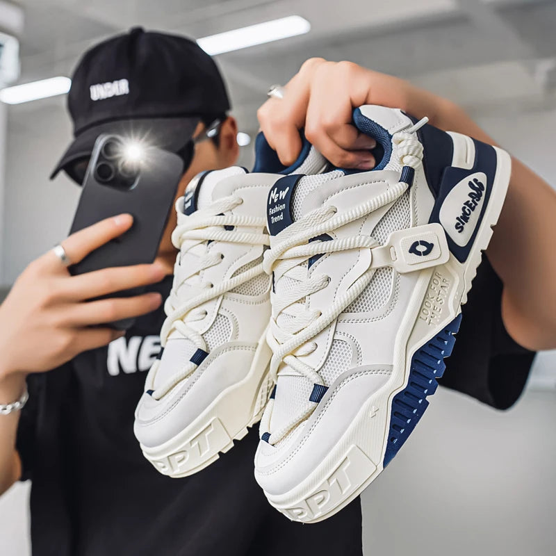 2025 New Summer Men's Shoes Original Casual Flat Shoes Sport Thick Bottom Increased Height Bread Trendy Shoes Skateboard sneaker