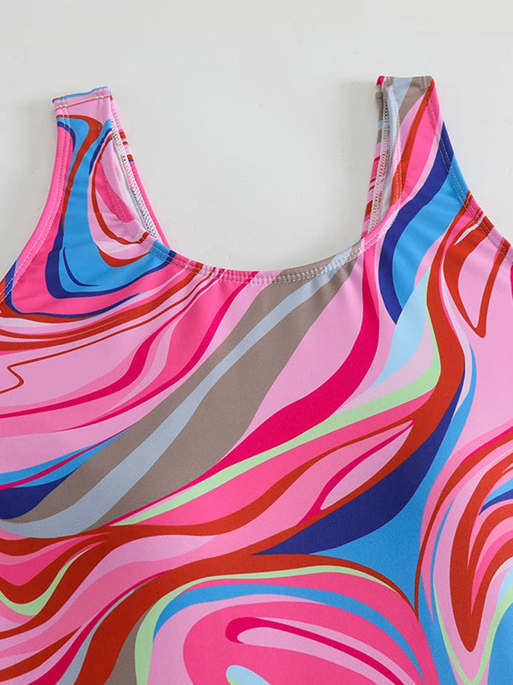 VigoCasey Sexy 2025 Pink Print Strapped Swimwear Women Push Up One Piece Swimsuit Monokini Backless Summer Beach Bathing Suit