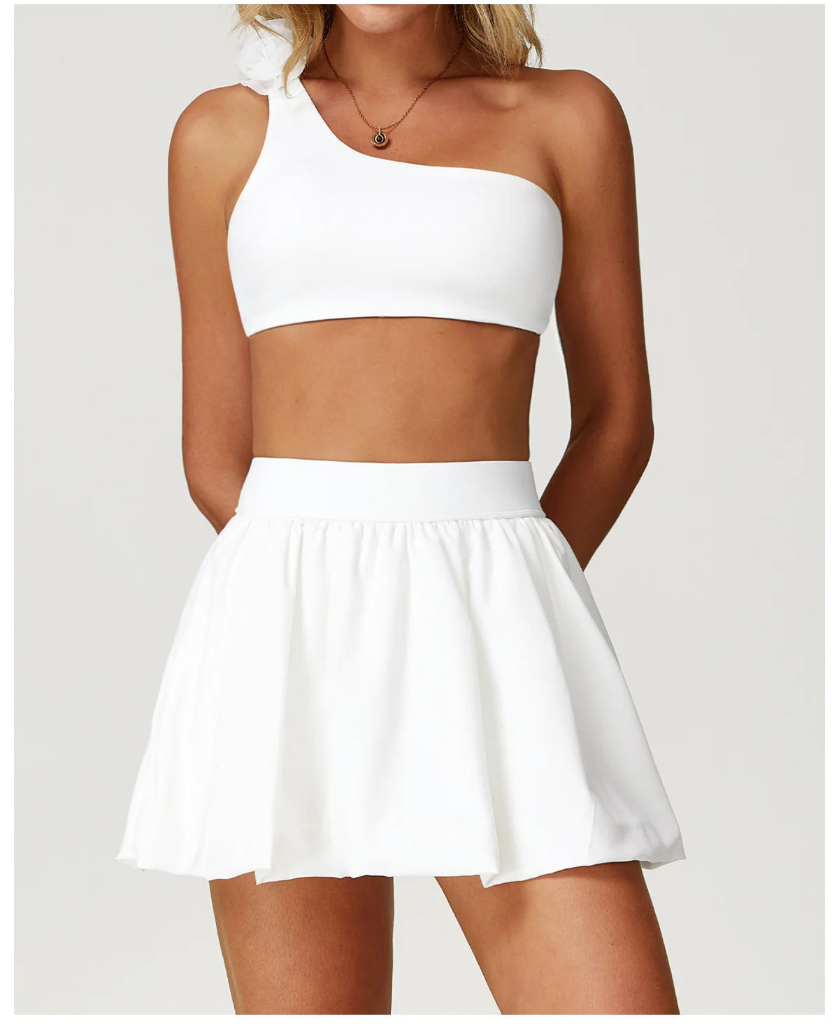 Quick Drying Tennis Short Skirt Women's Yoga Short Skirt Anti Glare Breathable Pocket Puffy Skirt Running Sports Short Skirt