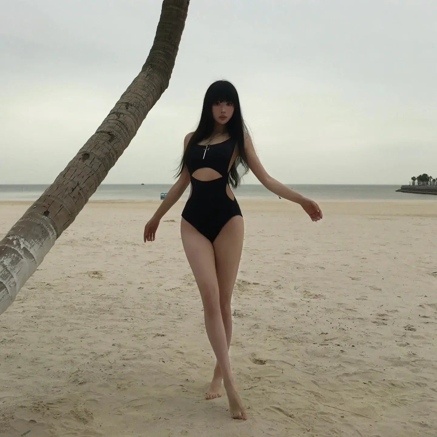 Hot Sale Of The Season New Hollow out Triangle One Piece Swimsuit Women's Vacation Style Design Sensation Thermal Spring Bathing