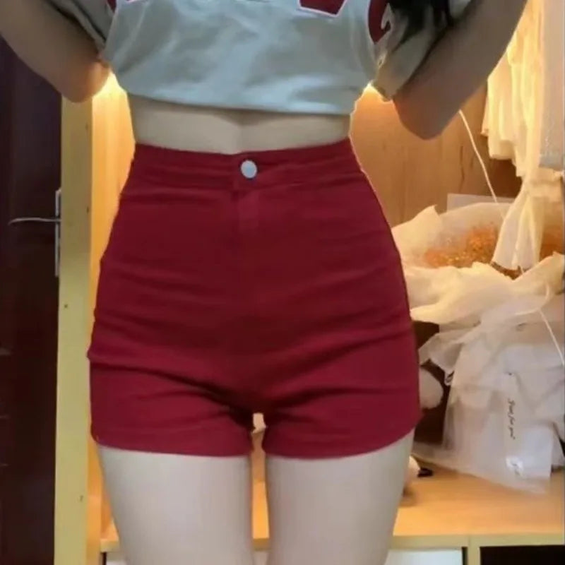 Short Jean Pants Woman Skinny Tight Booty High Waist Red Coquette Denim Shorts for Women Sexy Design Hot Wholesale Kpop Summer