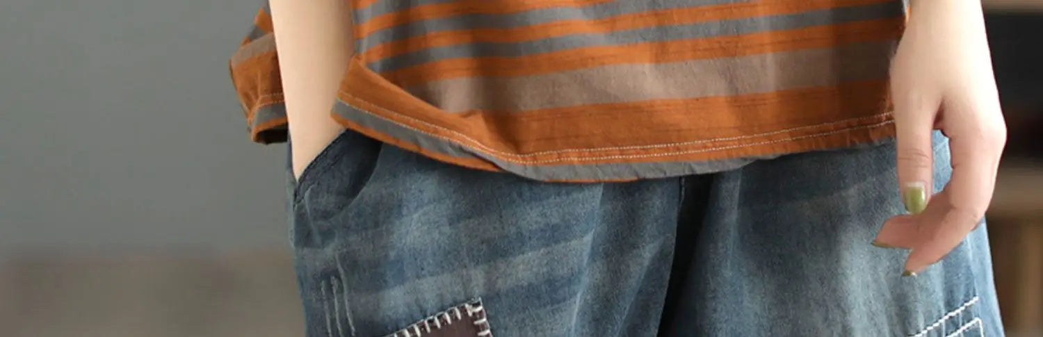 plus Size Women's Cotton T-irt ort Sve Slimming Top Summer Street Sle Printed round Ne Loose Fit Casual Wear