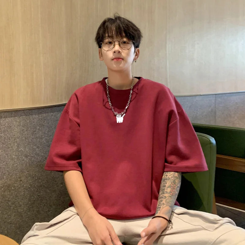 Men's Oversized T-shirts Fashion 5XL White Cotton T Shirt for Men Casual Summer Wear Funny Cat Print Tee Shirts Men Clothing