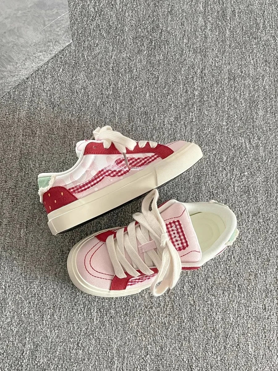 Korean Style Thick Bottom Canvas Shoes Women's Low Top Casual Student Sneakers Flat Heel Cotton Lined Adult Pure Color