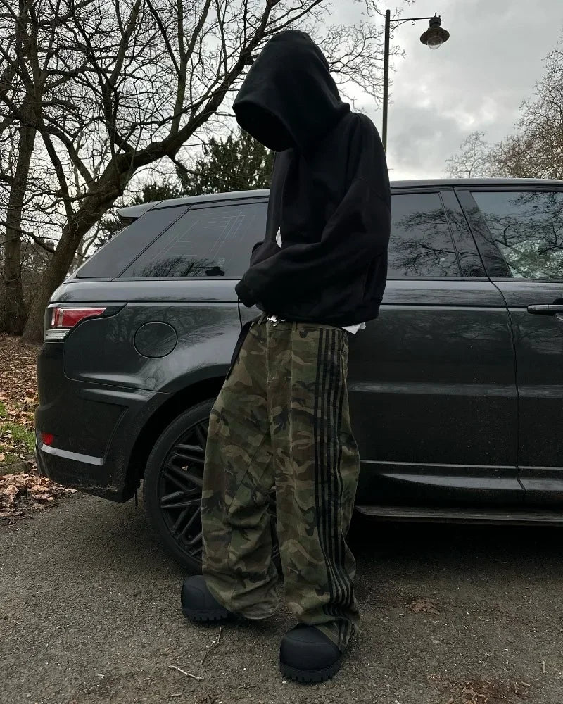 Y2k men baggy jeans Harajuku Fashion new striped wide-leg pants Punk Gothic street lovers casual oversized straight leg pants