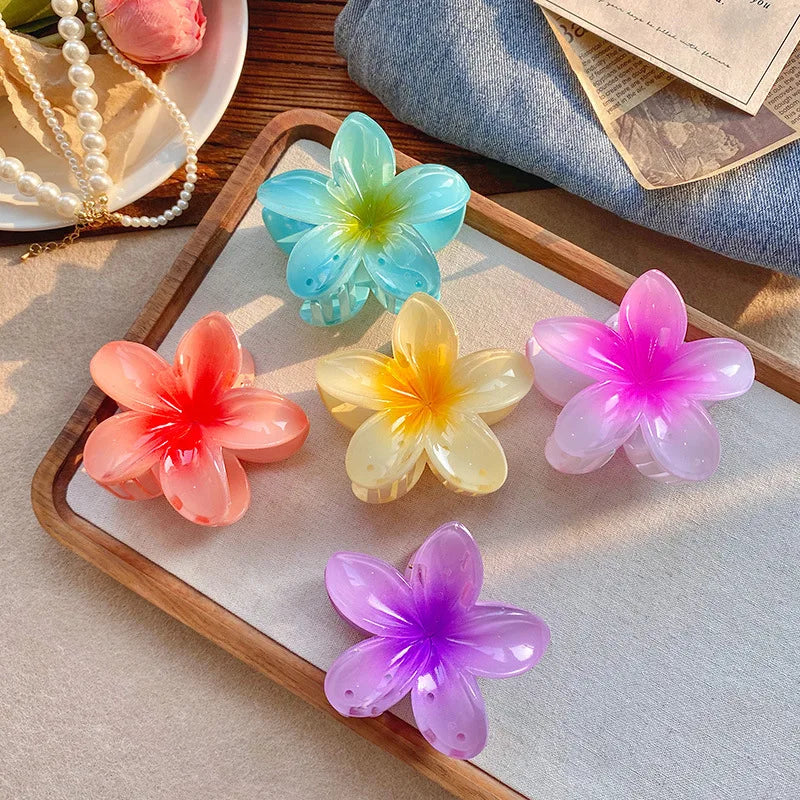 Five-petal flower Summer Super Fairy Vacation style frangeria Grab clip Shark Clip Acrylic flower hair grab hair accessories bac