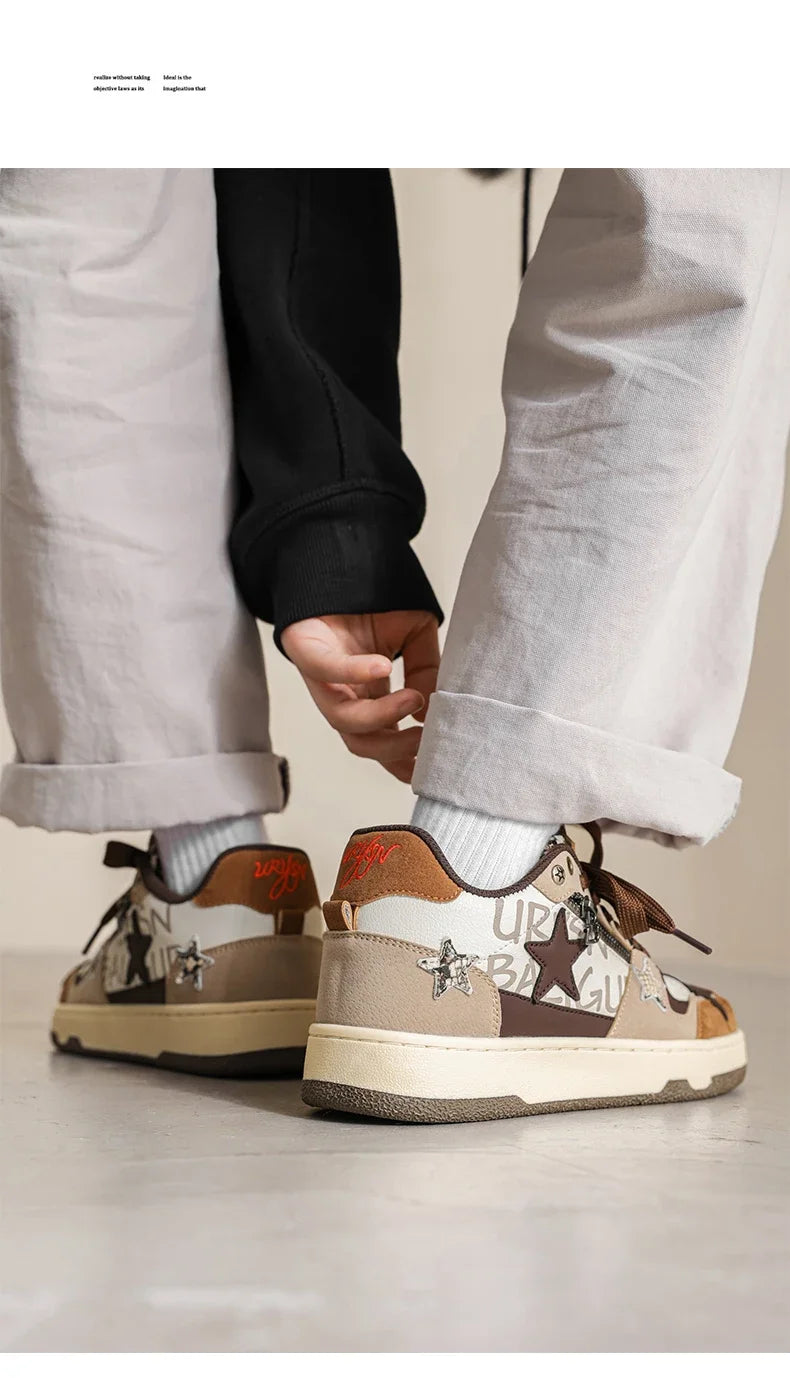 2025 New men's vulcanized casual shoes Lace outdoor men's sneakers Comfortable shoes Breathable modern men's skateboarding shoes