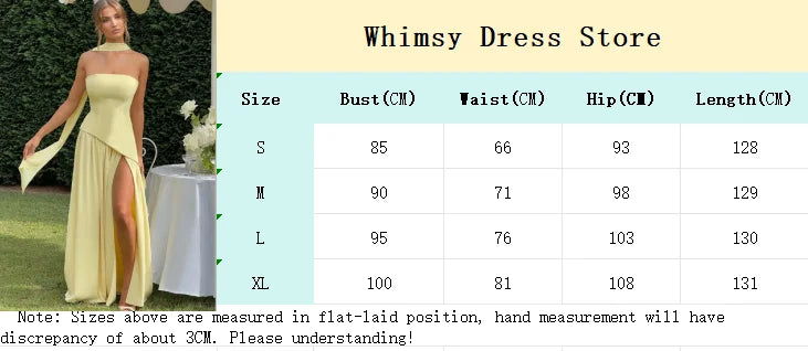 Butter Yellow Scarf Neck Split Long Dress Women Elegant Strapless Slim Fit High Waist Vestidos 2025 Lady Evening Party Gowns New