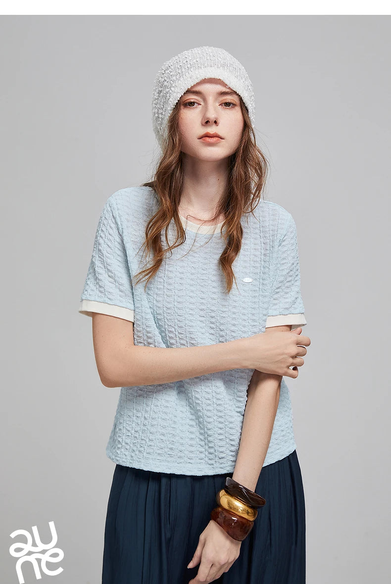 TOYOUTH Women Short Sleeve T shirt 2025 Spring New Tops 8521006