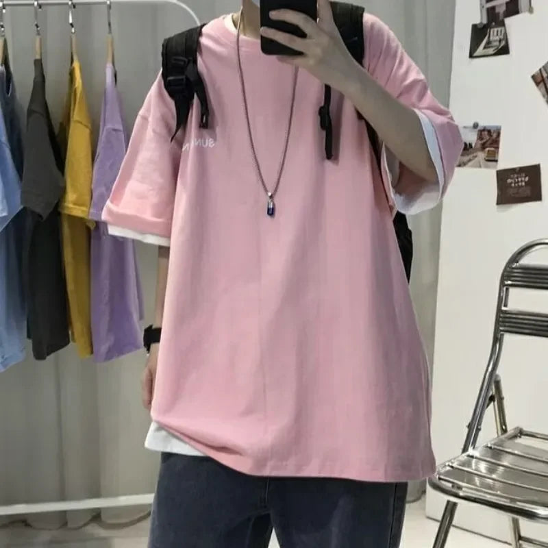 American Stylet Men's Short Sleeve T-shirt Insensitive Printing Design Sensibility Niche Oversize Half Sleeve Summer Top