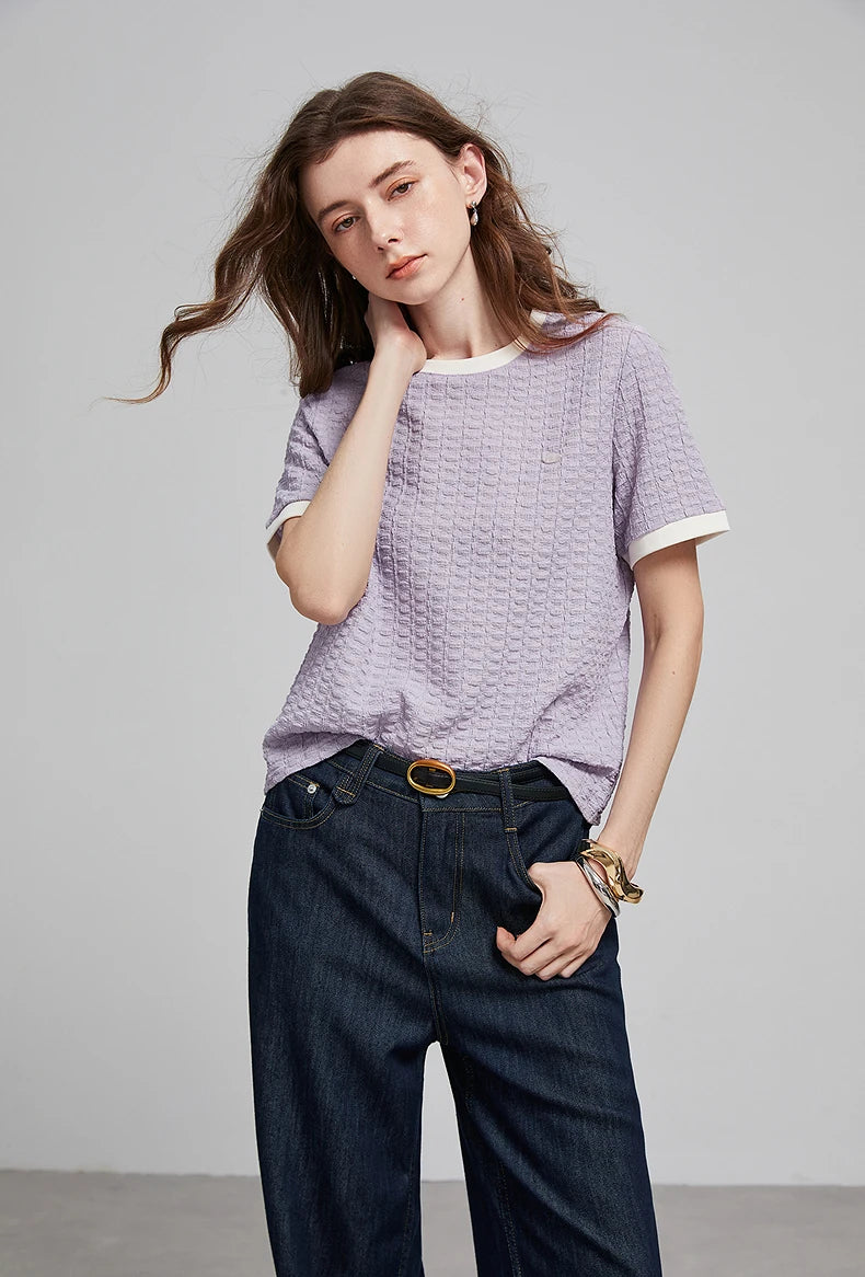 TOYOUTH Women Short Sleeve T shirt 2025 Spring New Tops 8521006