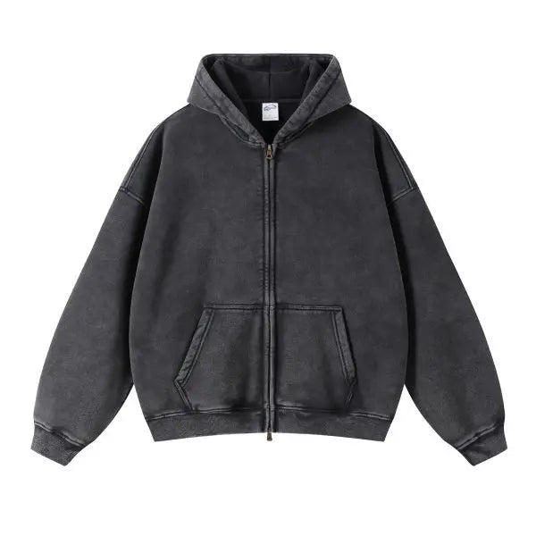 MAQVOB High Quality Luxury Apparel Street Wear Wholesale Euro US Size Spring Autum Full Up Zipper Washed Batik Dye Hoodie