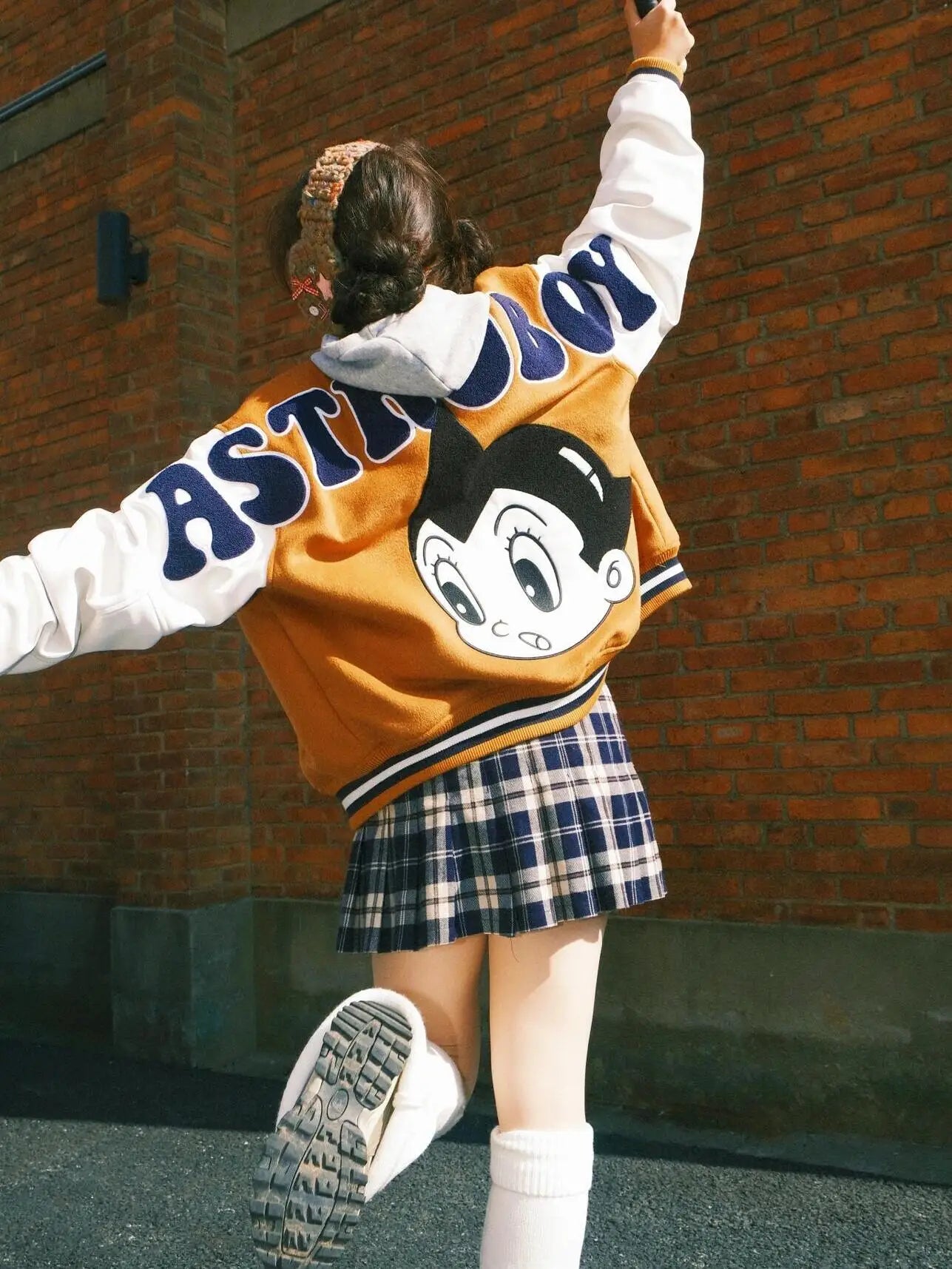 American Vintage Astro Boy Baseball Jaet Women's Letter Embroidery Floing Loose Thiened Trendy Brand Jaet