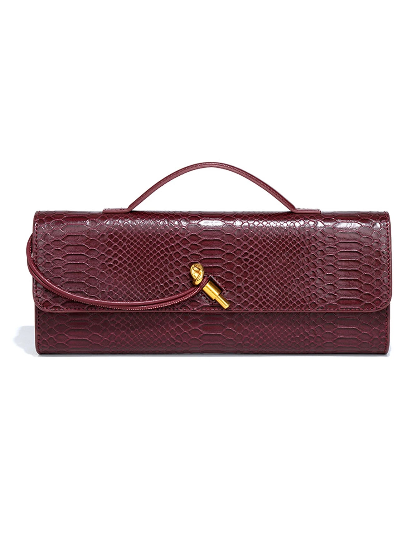 Burgundy bag cherry red envelope wine red envelope upscale new handbag European and American fashion crocodile flip hand organ b