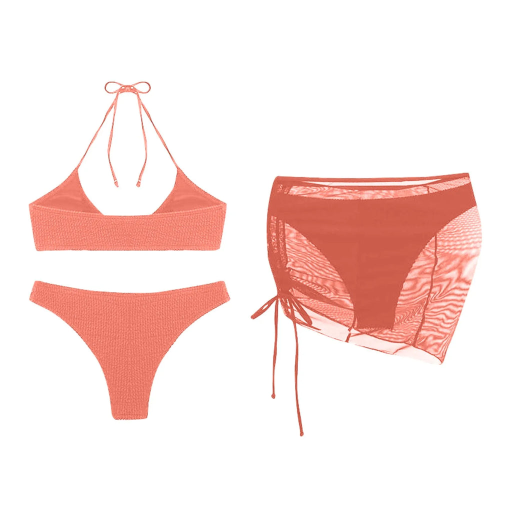 Women'S Summer Beach Swimwear Bikini Cover Up Four Piece Sexy Mesh Cover Up Three Pointed Bikini Swimsuit Fashion Beachwear
