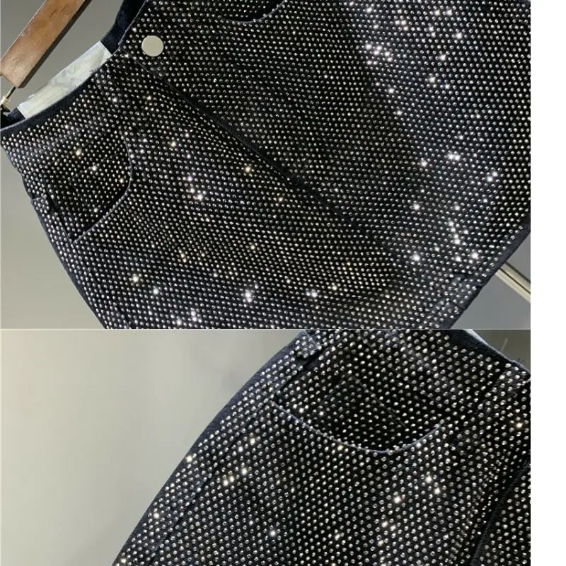 Heavy Industry Hot Drilling High-End Denim Skirt 2024 Spring And Summer New High Waist Pink Sexy A-Word Skirt